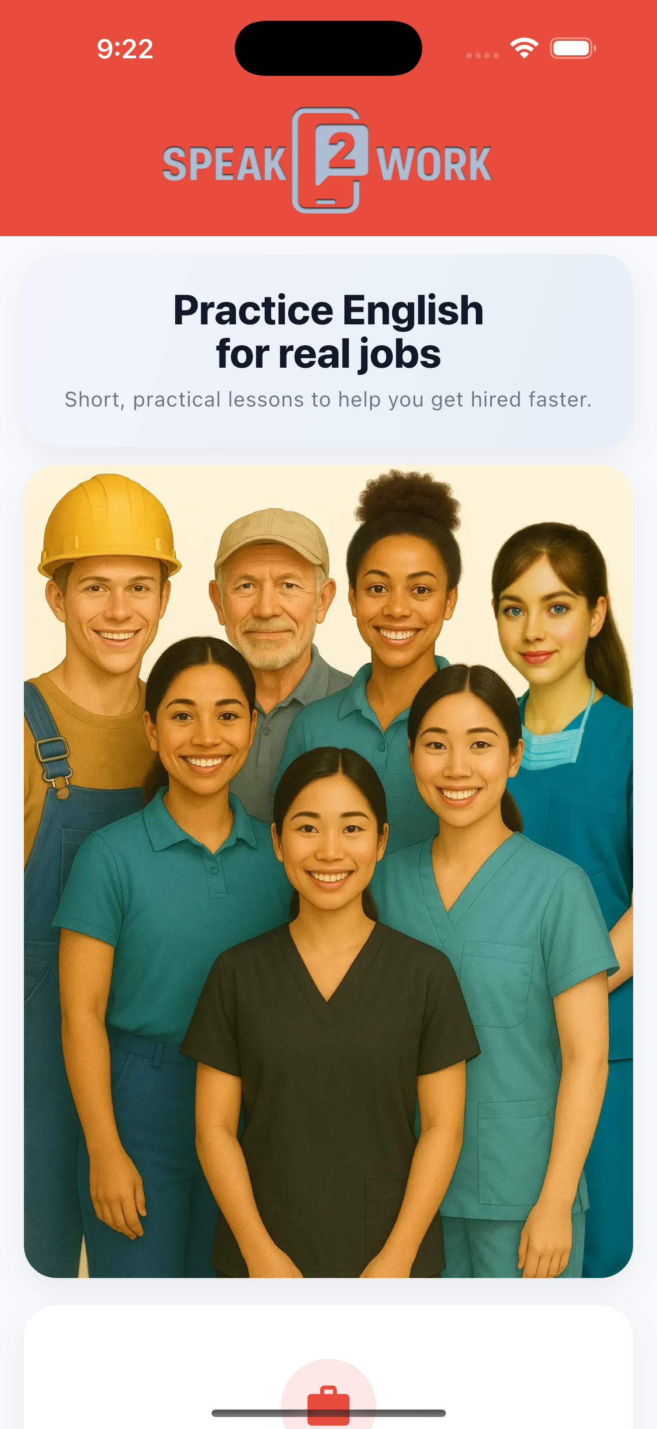 Speak2Work app preview on iPhone